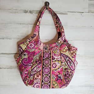 Vera Bradley Very Berry Paisley Quilted Tote Handbag Purse Retired Pattern